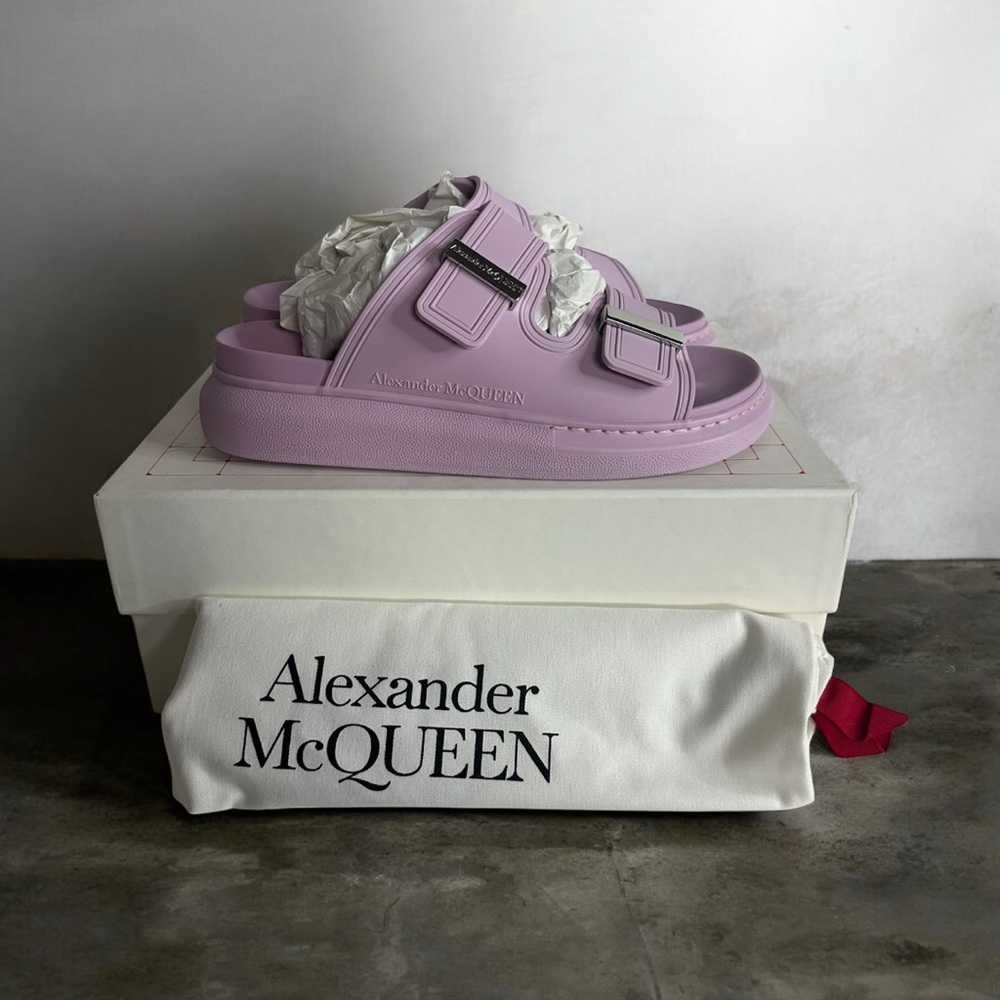 NIB Alexander McQueen Purple Hybrid Rubber wms Italian Slide Sandals